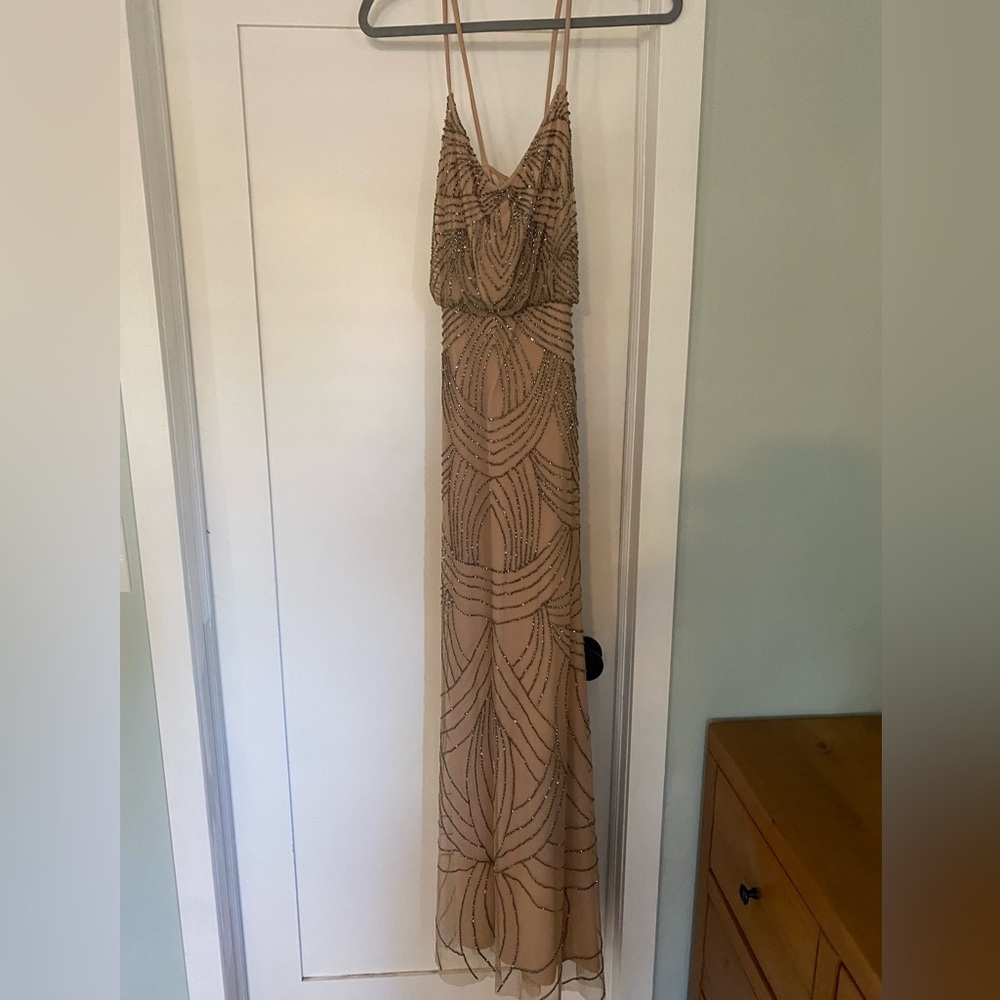Adrianna Papell Long Sleeveless Beaded Gown